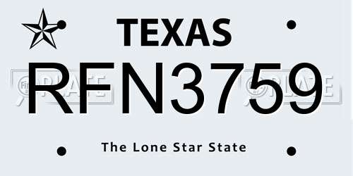 RFN3759 Texas License Plate