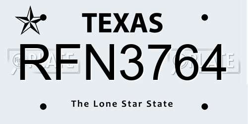 RFN3764 Texas License Plate