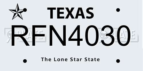 RFN4030 Texas License Plate