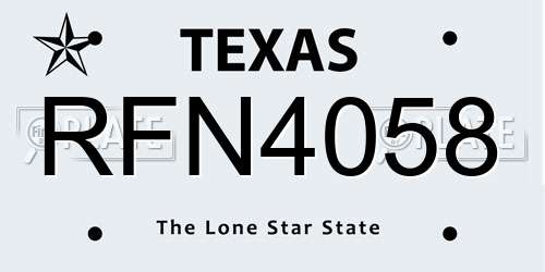 RFN4058 Texas License Plate