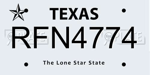 RFN4774 Texas License Plate