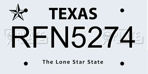 RFN5274 Texas License Plate