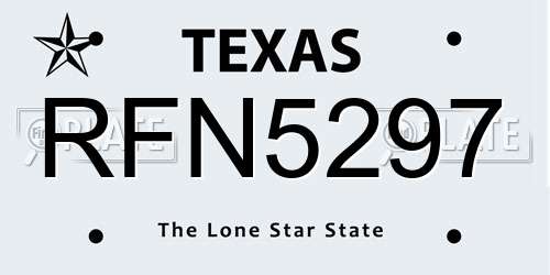 RFN5297 Texas License Plate
