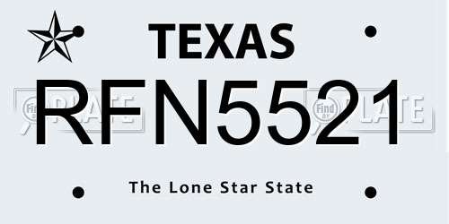 RFN5521 Texas License Plate