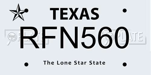 RFN560 Texas License Plate