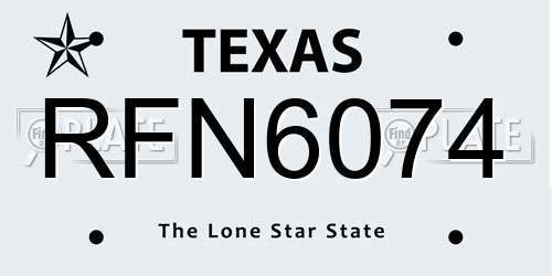RFN6074 Texas License Plate