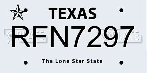 RFN7297 Texas License Plate