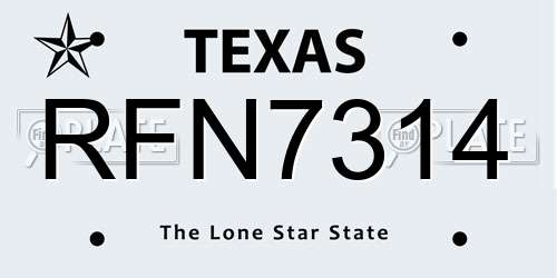 RFN7314 Texas License Plate