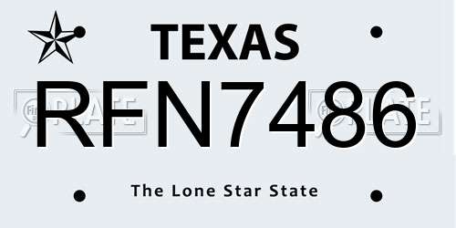 RFN7486 Texas License Plate