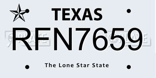 RFN7659 Texas License Plate