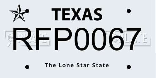 RFP0067 Texas License Plate