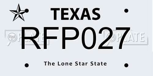RFP027 Texas License Plate
