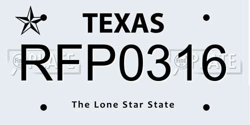 RFP0316 Texas License Plate