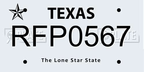 RFP0567 Texas License Plate