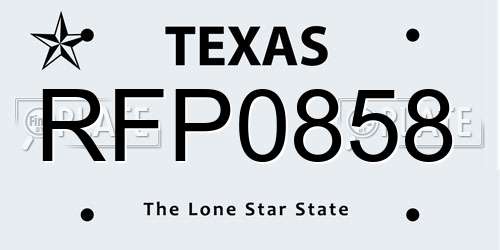 RFP0858 Texas License Plate