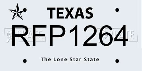 RFP1264 Texas License Plate