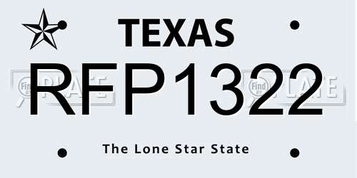 RFP1322 Texas License Plate