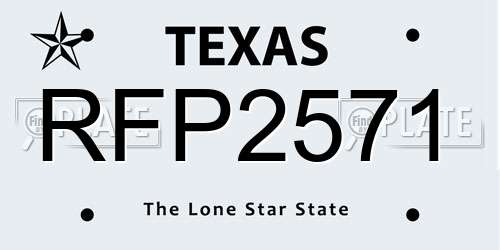 RFP2571 Texas License Plate