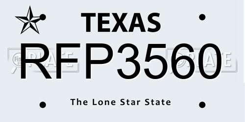 RFP3560 Texas License Plate