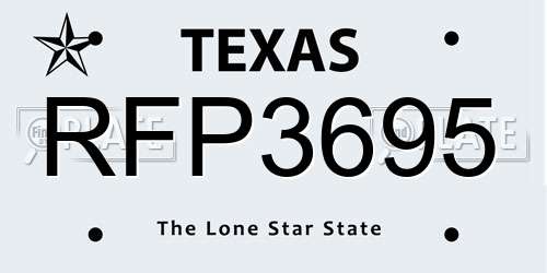 RFP3695 Texas License Plate