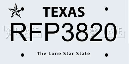 RFP3820 Texas License Plate