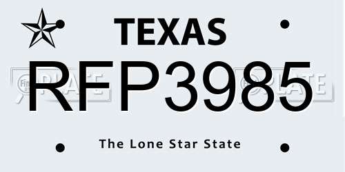 RFP3985 Texas License Plate