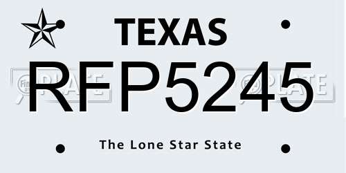 RFP5245 Texas License Plate