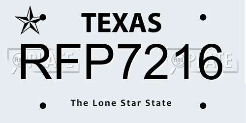 RFP7216 Texas License Plate