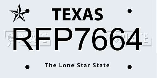 RFP7664 Texas License Plate