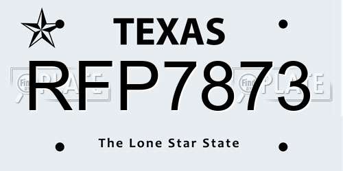 RFP7873 Texas License Plate