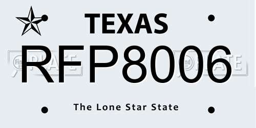 RFP8006 Texas License Plate