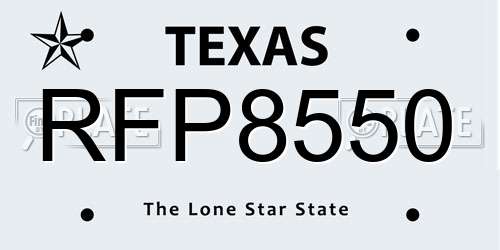 RFP8550 Texas License Plate