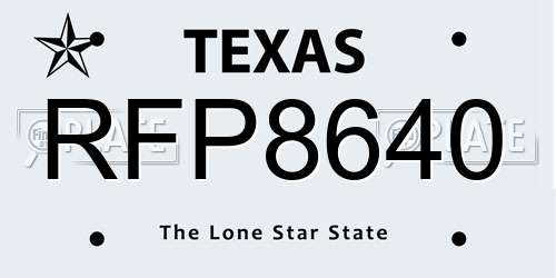 RFP8640 Texas License Plate