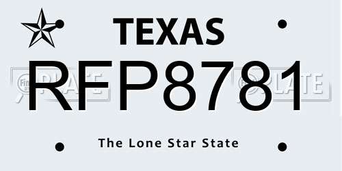 RFP8781 Texas License Plate