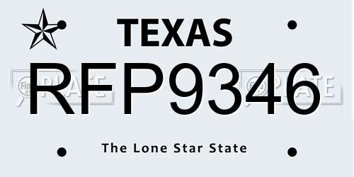 RFP9346 Texas License Plate