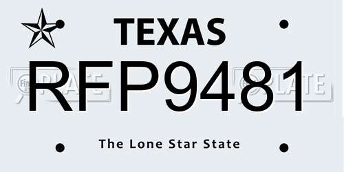 RFP9481 Texas License Plate