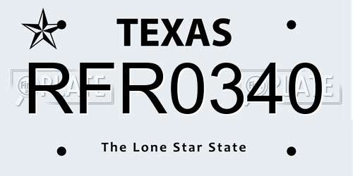 RFR0340 Texas License Plate