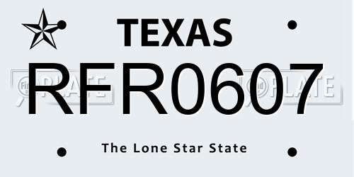 RFR0607 Texas License Plate