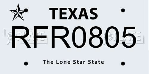RFR0805 Texas License Plate
