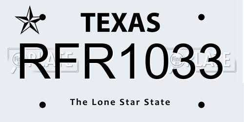 RFR1033 Texas License Plate