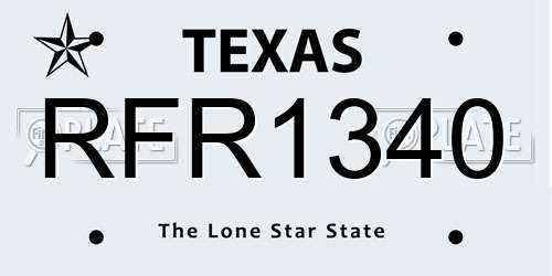 RFR1340 Texas License Plate
