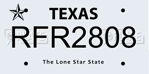 RFR2808 Texas License Plate