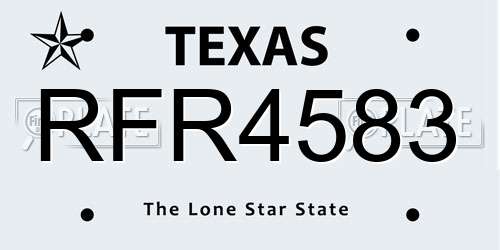 RFR4583 Texas License Plate