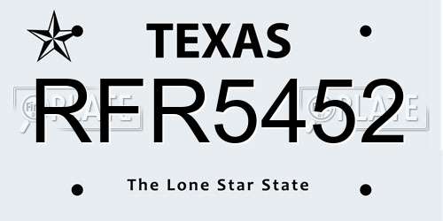 RFR5452 Texas License Plate