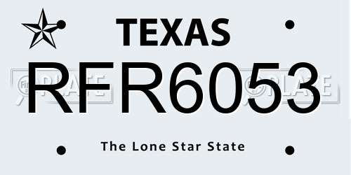 RFR6053 Texas License Plate