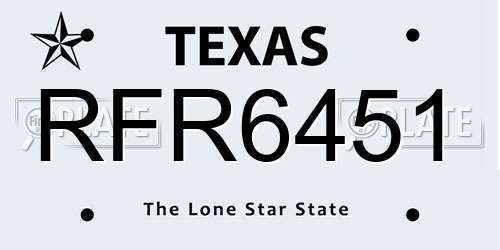 RFR6451 Texas License Plate