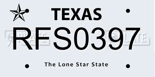 RFS0397 Texas License Plate