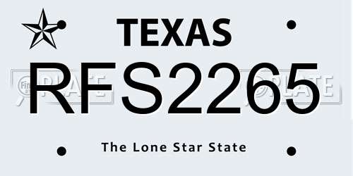 RFS2265 Texas License Plate