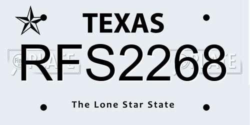 RFS2268 Texas License Plate