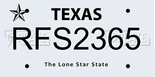 RFS2365 Texas License Plate